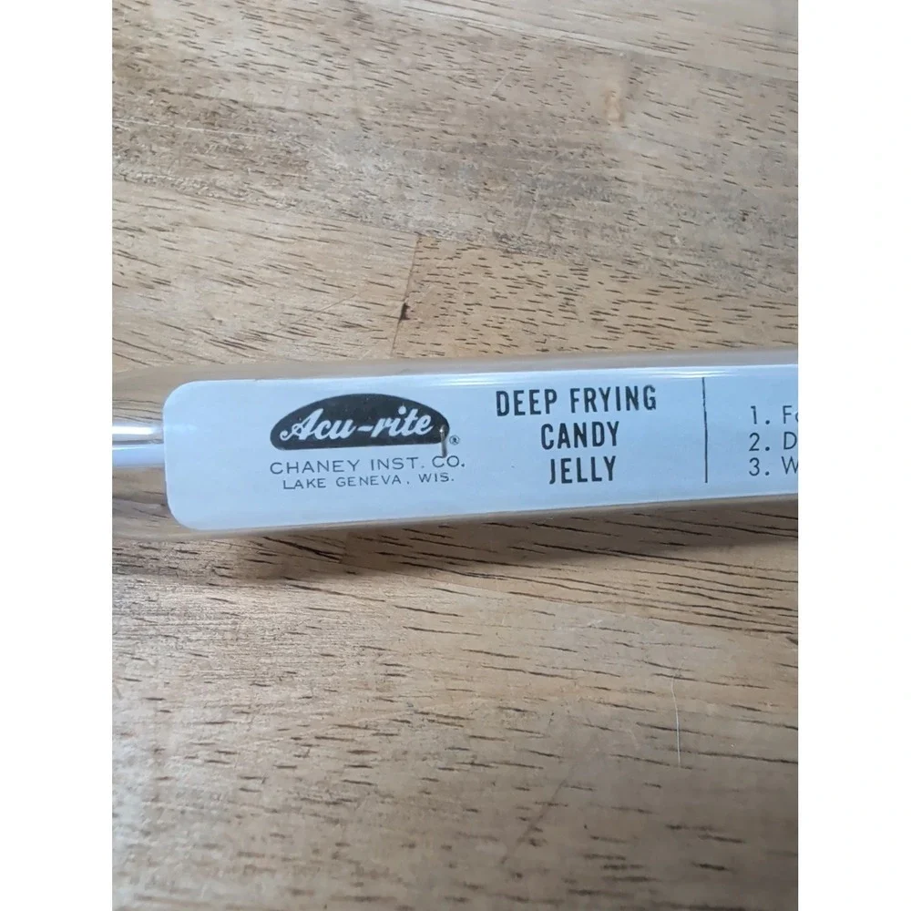 Vintage ACU-RITE Glass Deep Frying Candy Jelly Thermometer Attached Pot Clip